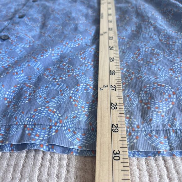 Tori Richard Shirt Mens XL Blue Cotton Button Up Short Sleeve Geometric Hawaiian - Picture 14 of 14